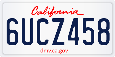 CA license plate 6UCZ458