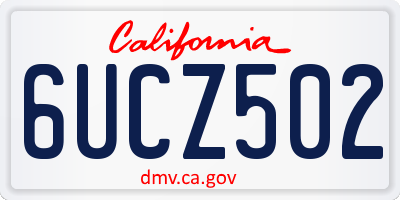 CA license plate 6UCZ502
