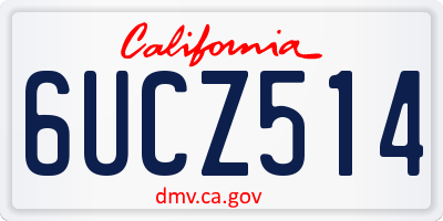 CA license plate 6UCZ514