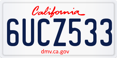 CA license plate 6UCZ533