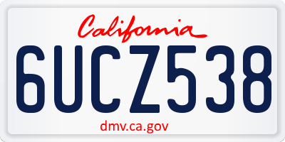 CA license plate 6UCZ538