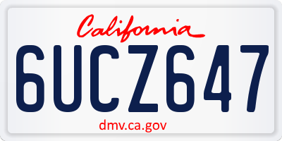 CA license plate 6UCZ647