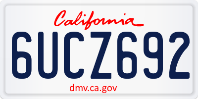 CA license plate 6UCZ692