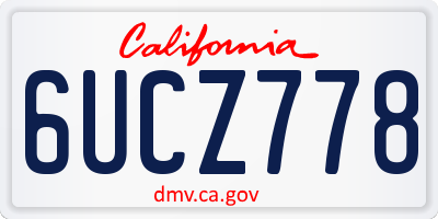 CA license plate 6UCZ778