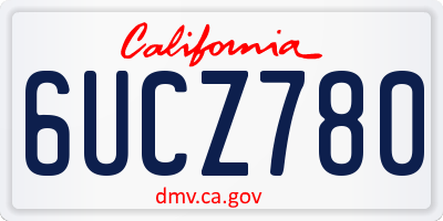 CA license plate 6UCZ780