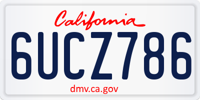 CA license plate 6UCZ786