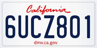 CA license plate 6UCZ801