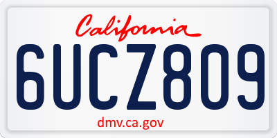 CA license plate 6UCZ809