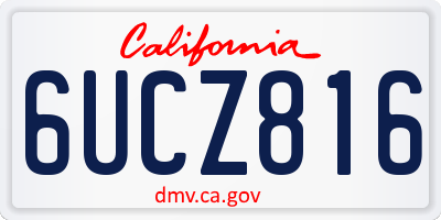 CA license plate 6UCZ816