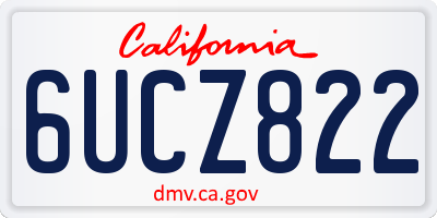 CA license plate 6UCZ822