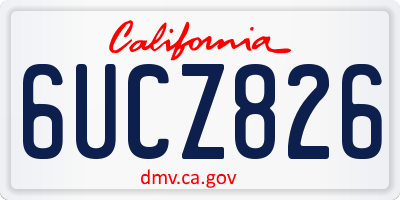 CA license plate 6UCZ826
