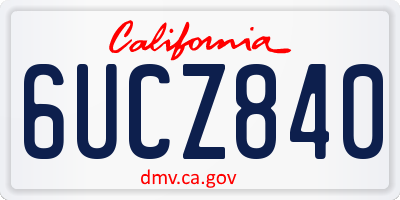 CA license plate 6UCZ840