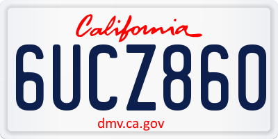 CA license plate 6UCZ860