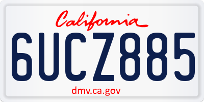 CA license plate 6UCZ885