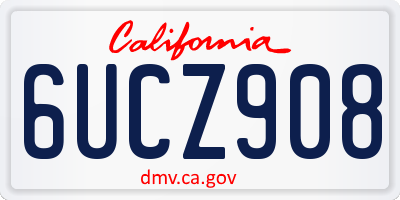CA license plate 6UCZ908
