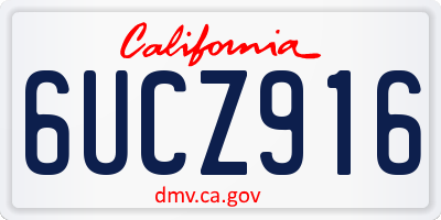 CA license plate 6UCZ916