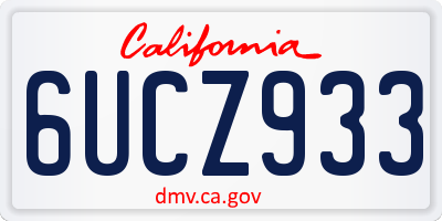 CA license plate 6UCZ933