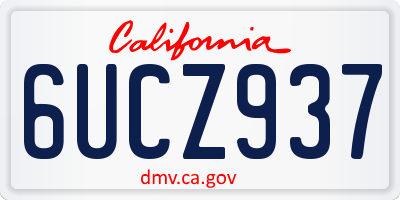 CA license plate 6UCZ937
