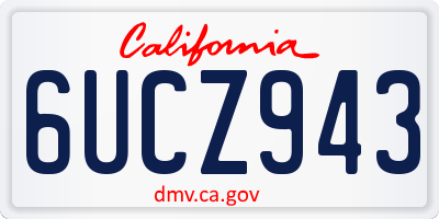 CA license plate 6UCZ943