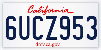 CA license plate 6UCZ953
