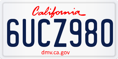 CA license plate 6UCZ980
