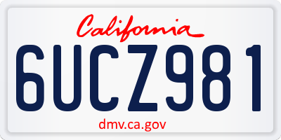 CA license plate 6UCZ981