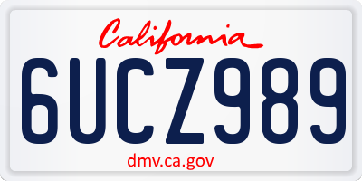 CA license plate 6UCZ989