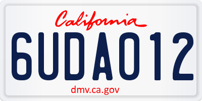 CA license plate 6UDA012