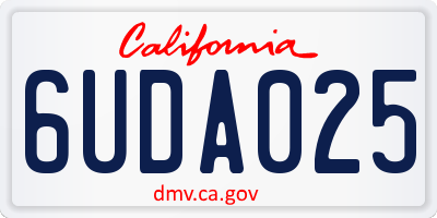 CA license plate 6UDA025