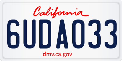 CA license plate 6UDA033