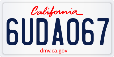 CA license plate 6UDA067