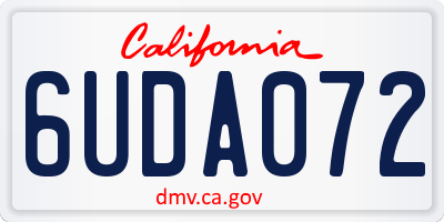 CA license plate 6UDA072