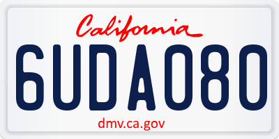 CA license plate 6UDA080