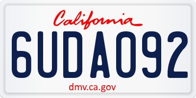 CA license plate 6UDA092
