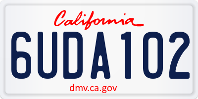 CA license plate 6UDA102