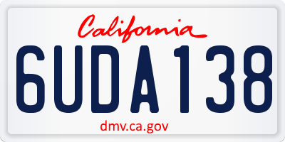 CA license plate 6UDA138
