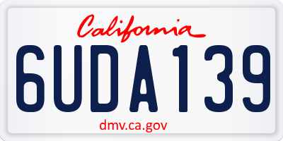 CA license plate 6UDA139