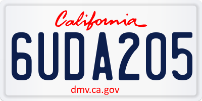 CA license plate 6UDA205
