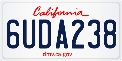 CA license plate 6UDA238