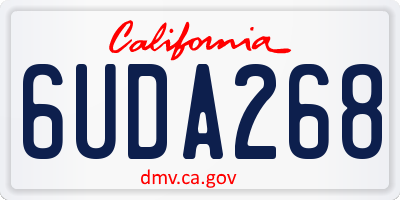 CA license plate 6UDA268