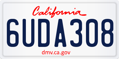 CA license plate 6UDA308