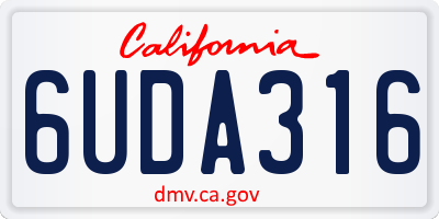 CA license plate 6UDA316