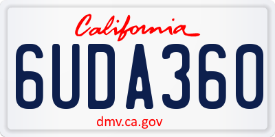 CA license plate 6UDA360