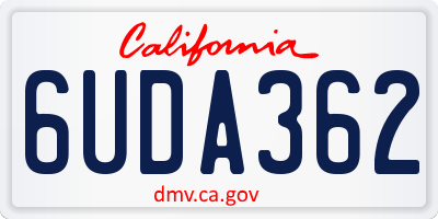 CA license plate 6UDA362