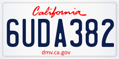 CA license plate 6UDA382