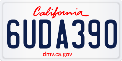 CA license plate 6UDA390