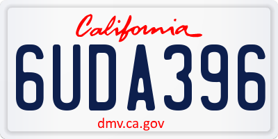 CA license plate 6UDA396