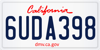 CA license plate 6UDA398