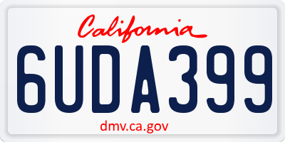 CA license plate 6UDA399