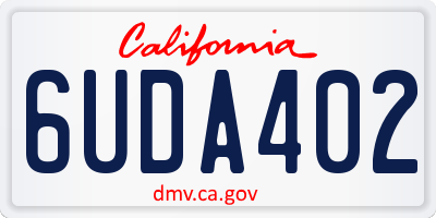 CA license plate 6UDA402